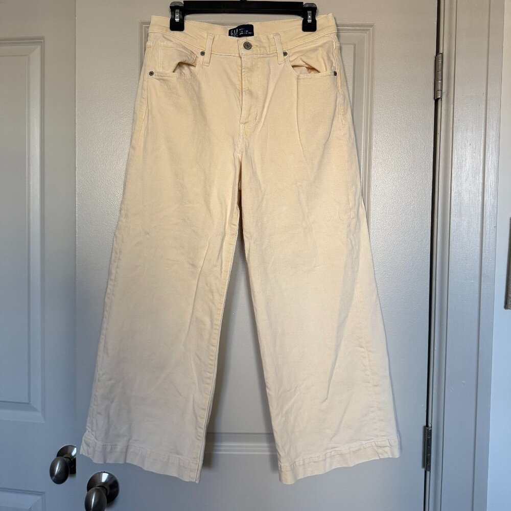 Gap Butter Yellow High Rise Wide-Leg Crop Denim Jeans Size 10/30R